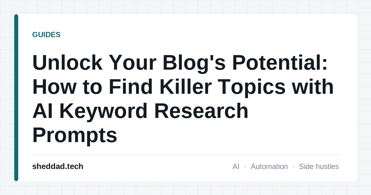 Unlock Your Blog's Potential: How to Find Killer Topics with AI Keyword Research Prompts