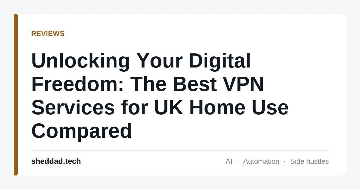 Unlocking Your Digital Freedom: The Best VPN Services for UK Home Use Compared