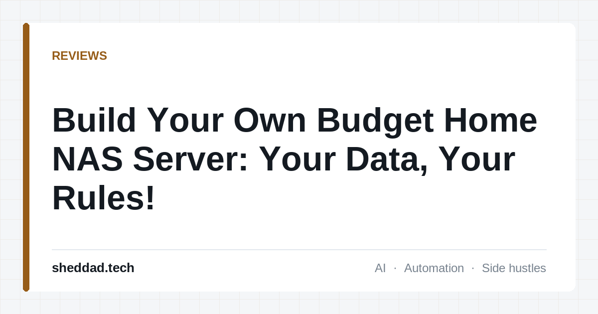 Build Your Own Budget Home NAS Server: Your Data, Your Rules!