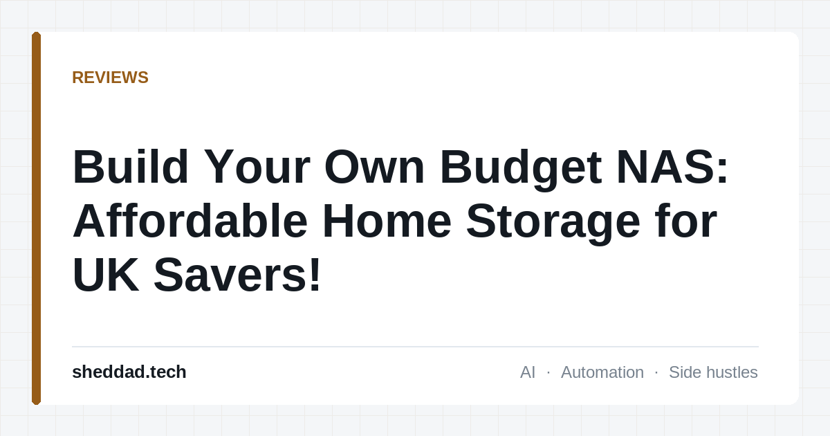 Build Your Own Budget NAS: Affordable Home Storage for UK Savers!