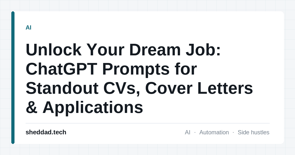 Unlock Your Dream Job: ChatGPT Prompts for Standout CVs, Cover Letters & Applications