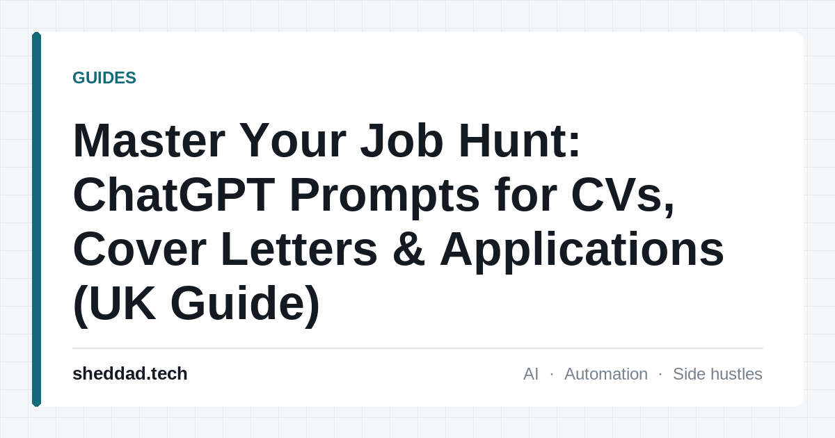 Master Your Job Hunt: ChatGPT Prompts for CVs, Cover Letters & Applications (UK Guide)