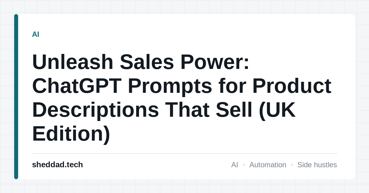 Unleash Sales Power: ChatGPT Prompts for Product Descriptions That Sell (UK Edition)