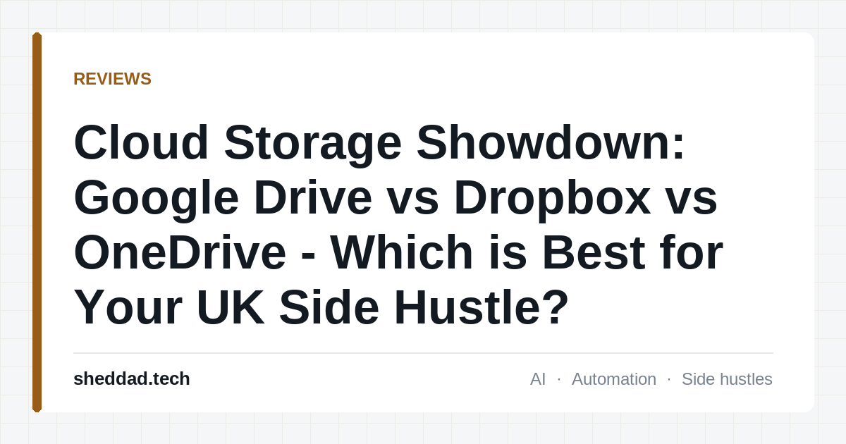 Cloud Storage Showdown: Google Drive vs Dropbox vs OneDrive - Which is Best for Your UK Side Hustle?