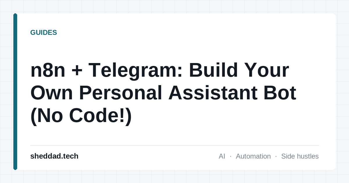 n8n + Telegram: Build Your Own Personal Assistant Bot (No Code!)
